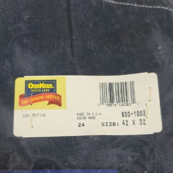 NIP OshKosh  Vestbak Bib Overalls - Men’s Size 42x32 - Dark Wash Indigo - Picture 4 of 8